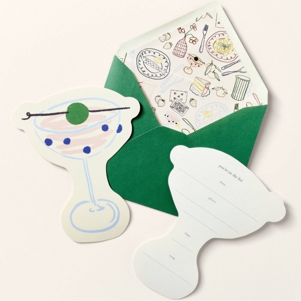 Kate Spade x Target Party Invitations - 10 Pack NWT Cream, Green, Pink Limited